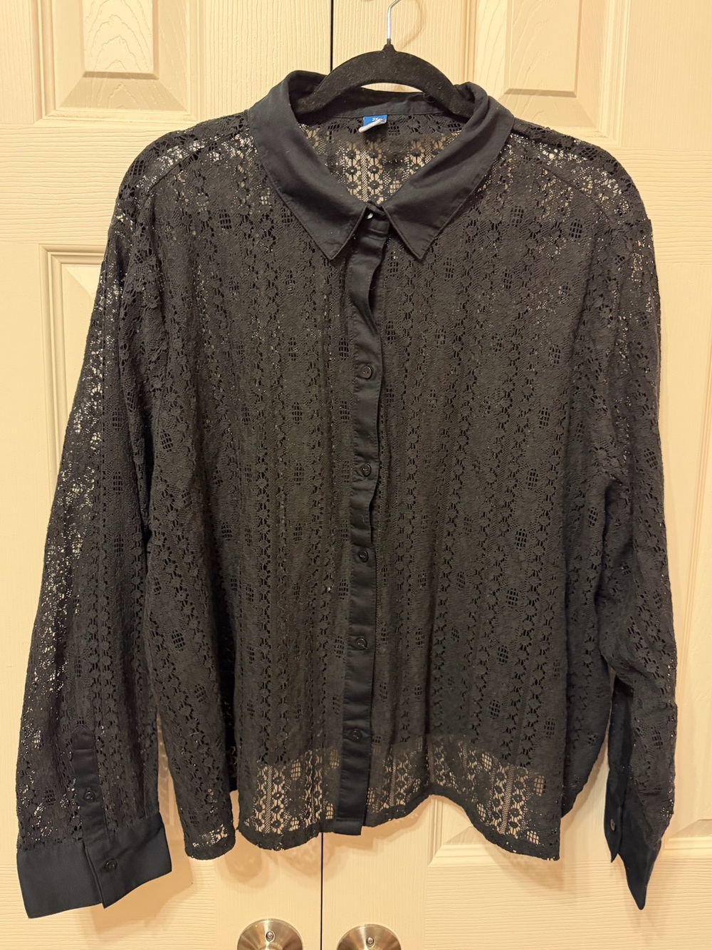 Old Navy Black Lace Button-Down Collared Shirt